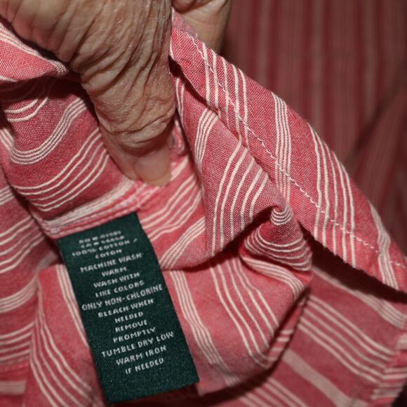 Lauren Ralph Lauren Blouse Size PXS Red white stripe, pearl buttons - Picture 10 of 13